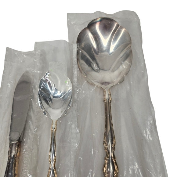 Set of 5 Serving Pieces Oneida Community Silverplate Gold Accent Modern Baroque - Picture 4 of 10